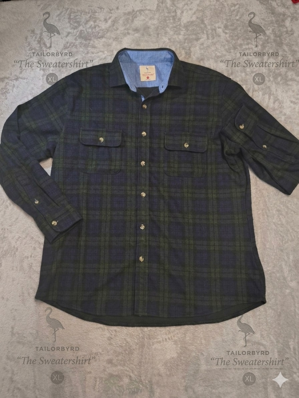 Tailorbyrd Men's Dark Green & Navy Plaid Button-Down Shirt